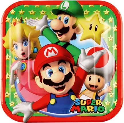 Assiettes en papier Super Mario 18 × 18 cm (8 pcs)