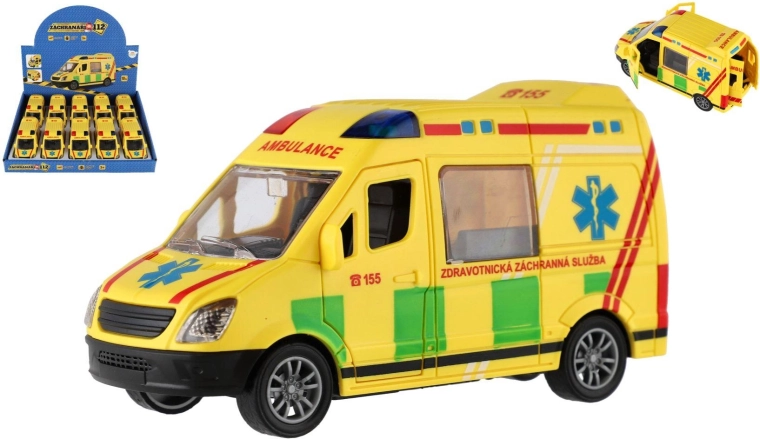 Ambulance en plastique à friction 12 cm – lot de 10 pièces en boîte