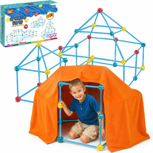 Kit de construction créatif Woopie pour construire une forteresse avec toile de tente, 128 pièces