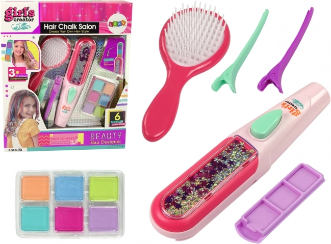 Kit de coloration des cheveux avec craies et mini lisseur