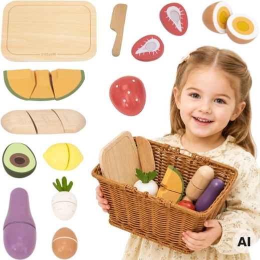 Découpe d’aliments en bois avec panier