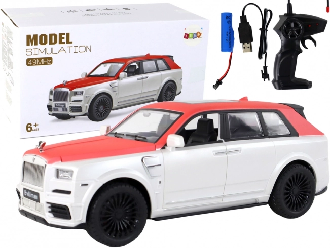 Voiture RC 1:20 blanc‑rouge avec télécommande