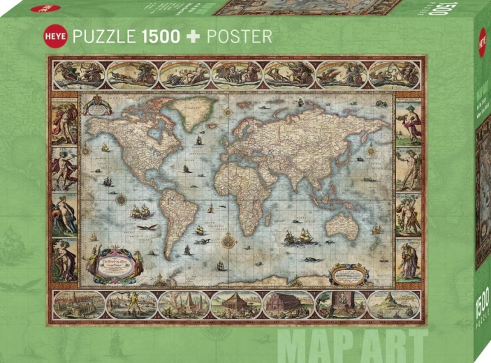 Puzzle Heye Map Art : Monde de Willem Blaeu, 1500 pièces