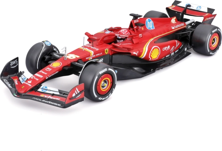 Bburago Ferrari SF-24 (2024) Charles Leclerc 1:24 dans un boîtier en acrylique