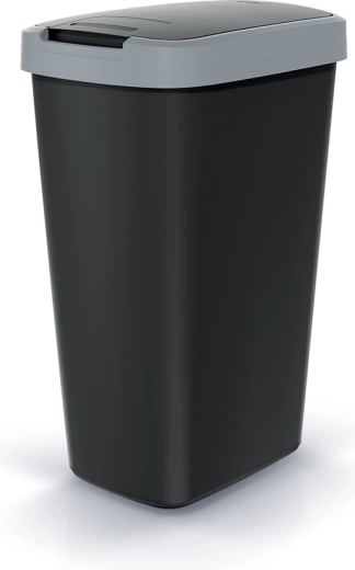 Poubelle Compacta Q Flap 45 l, noire avec couvercle gris clair