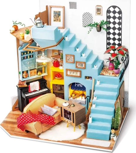 Rolife mini maison miniature coin salon – kit DIY avec éclairage LED