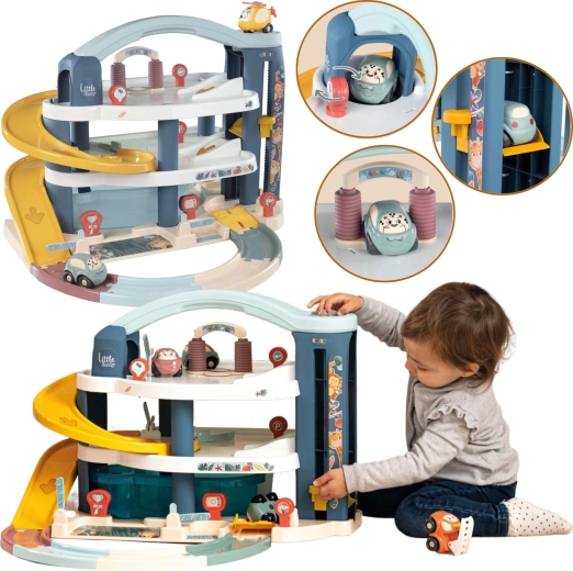 Little Smoby maxi garage pour enfants avec 3 étages, ascenseur et lave-auto