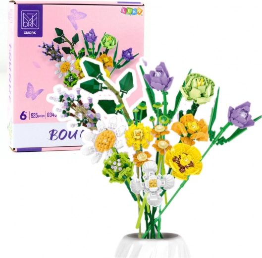 Jeu de construction bouquet décoratif de fleurs, 925 pièces