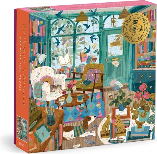 Puzzle à détails métallisés Galison Après-midi en librairie, 500 pièces
