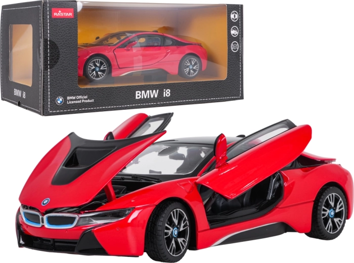 Modèle réduit métallique de voiture BMW i8 RASTAR à l’échelle 1:24, rouge