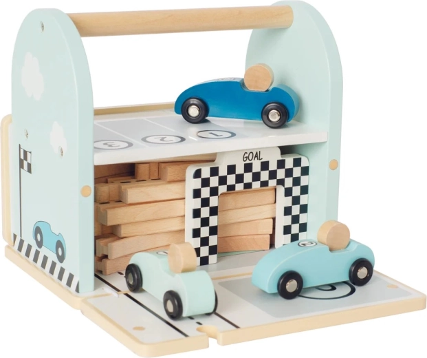 Jabadabado circuit de course en bois dans une valisette