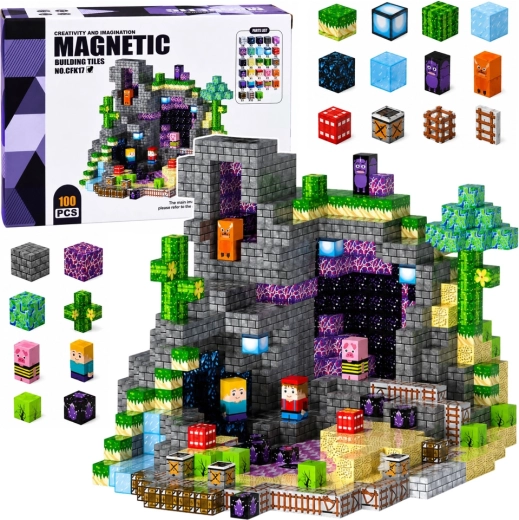 Cubes pixel magnétiques – jeu de construction 100 pièces