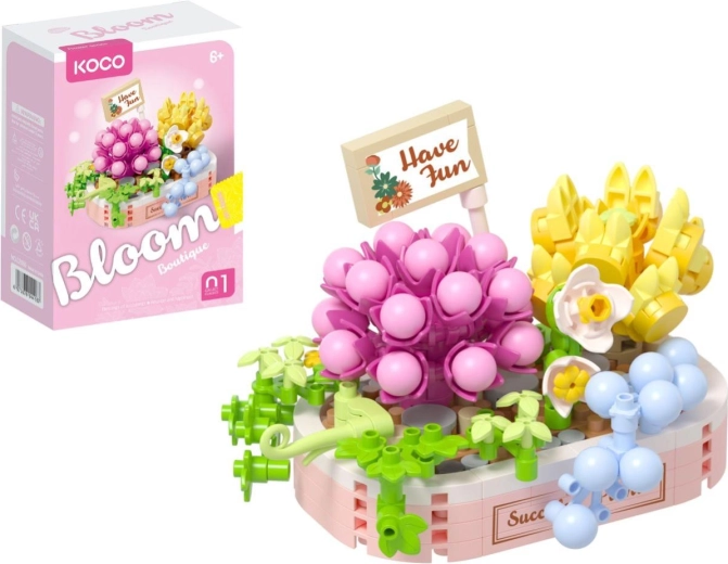 Jeu de construction KOCO Bloom – arrangement floral de succulentes, 249 pièces