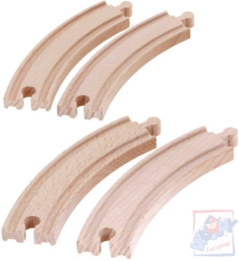 WOODY Rails courbes longues en bois - 4 pièces