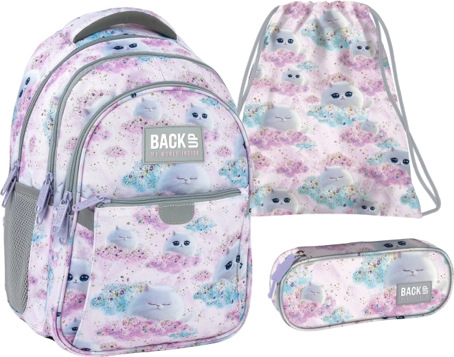 Set scolaire avantageux BackUP Dreamy 3-en-1 (sac à dos, trousse et sac)