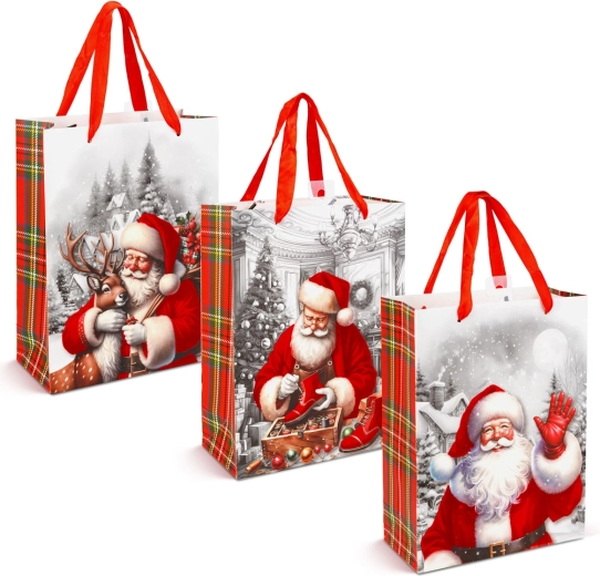 Sac cadeau de Noël avec effet velours et motif Saint-Nicolas - 1 pièce
