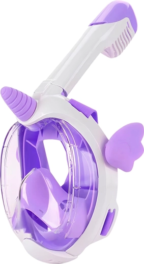 Masque intégral pour enfant pour le snorkeling avec motif licorne, violet