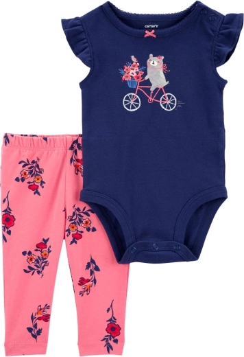 Carter’s ensemble 2 pièces : body à manches courtes et legging Navy bike pour petite fille (6 mois)
