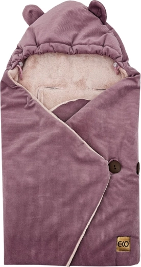 EKO chancelière pour siège auto lilas avec capuche et ouvertures pour ceintures