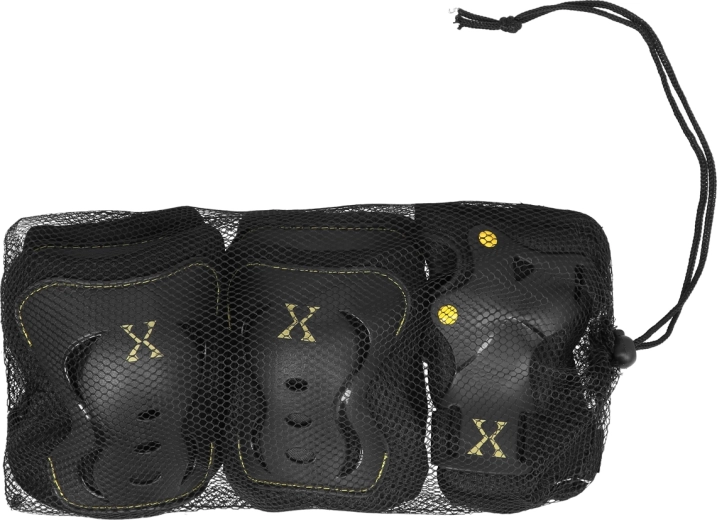 Ensemble de protections pour genoux, coudes et poignets NILS Extreme H320, noir-jaune – XL