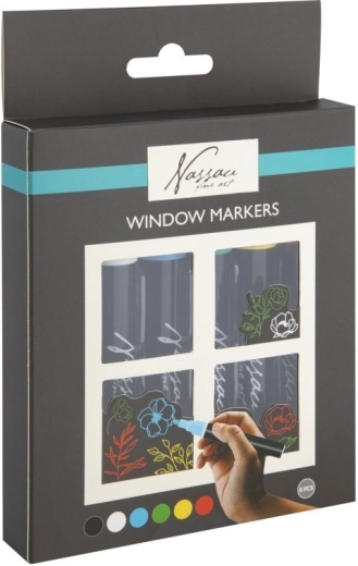 Marqueurs craie pour fenêtres GRAFIX – lot de 6 couleurs