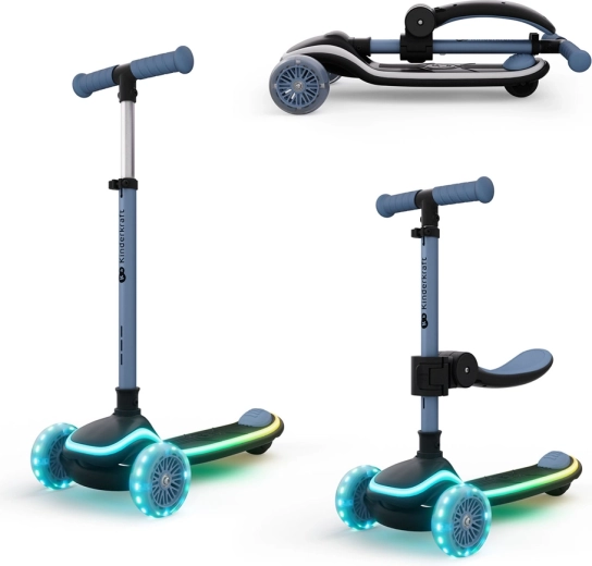 Kinderkraft Raket Up Blue – trottinette et porteur enfant 2-en-1 avec lumières LED