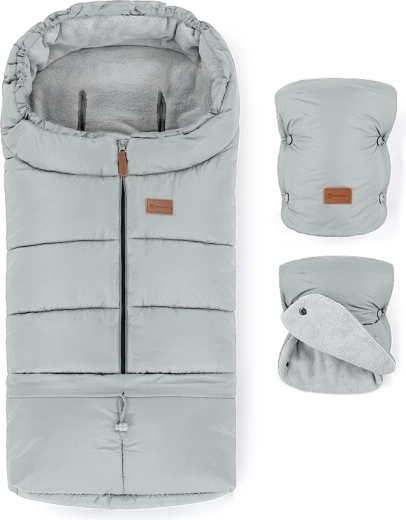 Petite&Mars set d’hiver : chancelière Jibot 3-en-1 et moufles de poussette Jasie quiet grey
