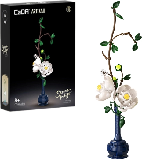 Kit de construction CaDA fleurs Serene Indigo (pivoines) 47,9 cm, 324 pièces
