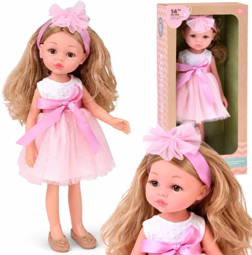 Poupée ballerine en robe rose en tulle, 35 cm