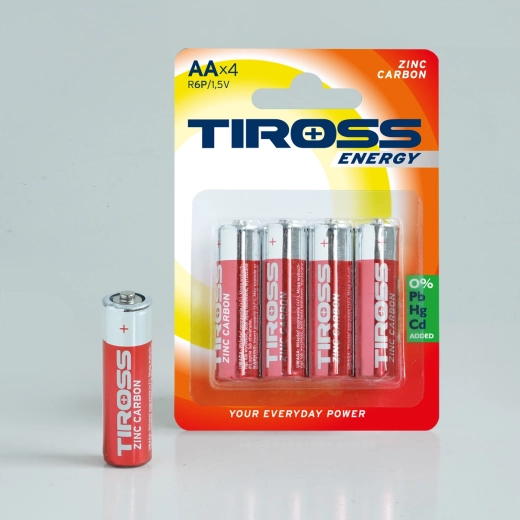Piles AA zinc-carbone 1,5 V, lot de 4