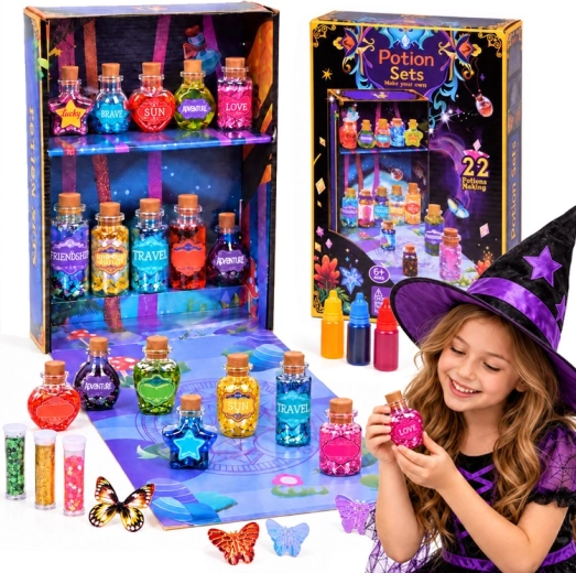 Set créatif magique pour fabriquer des potions avec paillettes (22 recettes)