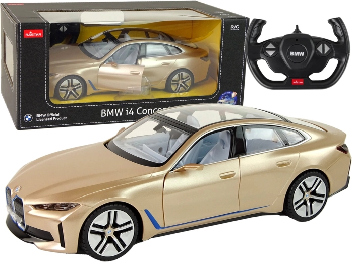 Voiture RC BMW i4 Rastar 1:14 dorée