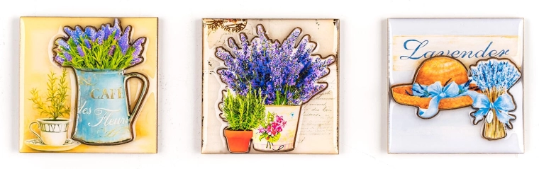 Aimants Lavender – set de 3 pièces, mix de décors