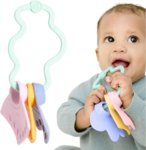Simple. hochet sensoriel et anneau de dentition menthe