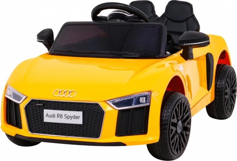 Audi R8 électrique à batterie pour enfants jaune + Télécommande + EVA + Démarrage progressif + MP3 LED