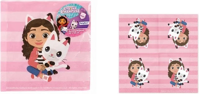 Serviettes La Maison de poupée de Gabby 33 × 33 cm, 20 pcs