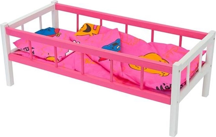 Lit en bois pour poupées avec linge de lit - 1 pièce