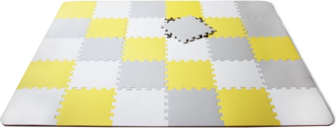 Tapis puzzle en mousse Kinderkraft Luno 150 × 180 cm jaune (30 pièces)