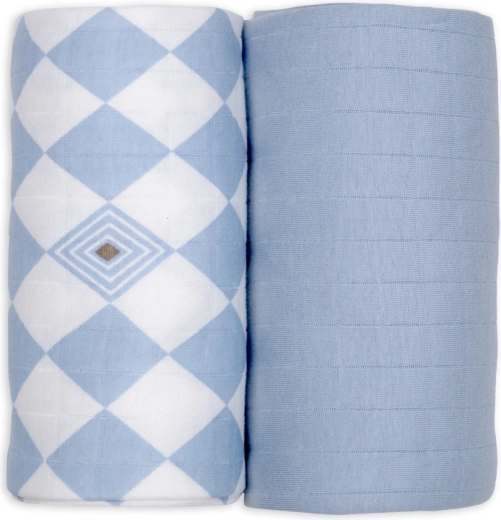 Lodger swaddler en coton biologique 110 × 110 cm, blue fogg - 2 pièces