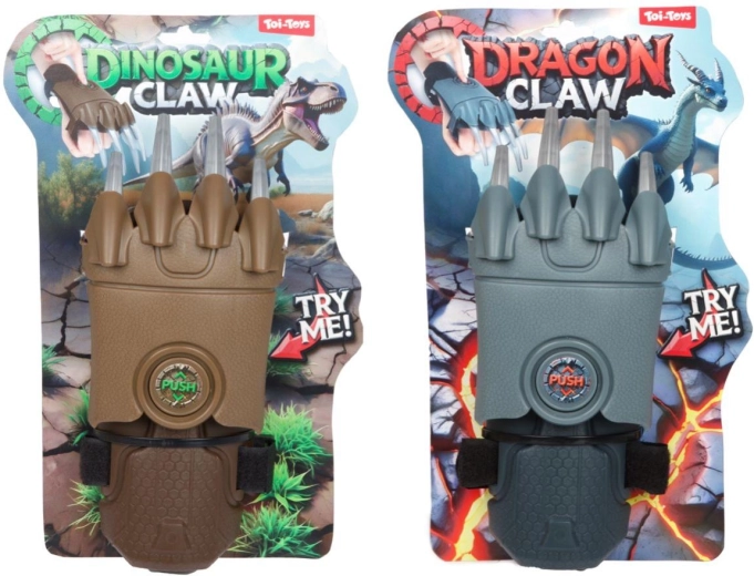Griffes à déclenchement dragon/dinosaure en plastique 11 × 29 cm, 2 couleurs
