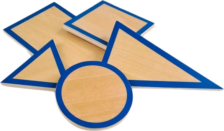 Moyo Montessori bases en bois pour solides géométriques - set de 5 pcs