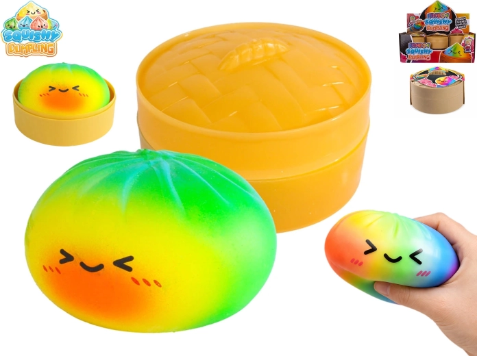 Squishy Dumpling – knödel arc-en-ciel antistress en panier 8,5 cm (12 pcs)