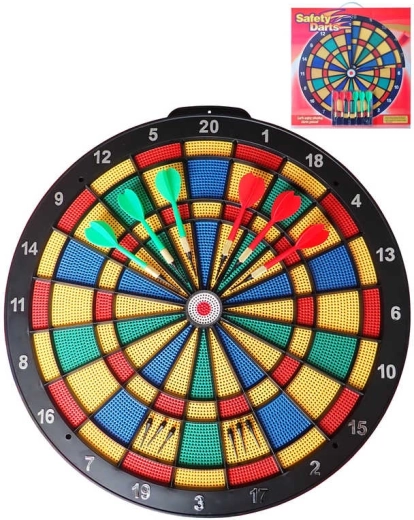 Acra cible de fléchettes souple perforée 45 cm avec 6 fléchettes