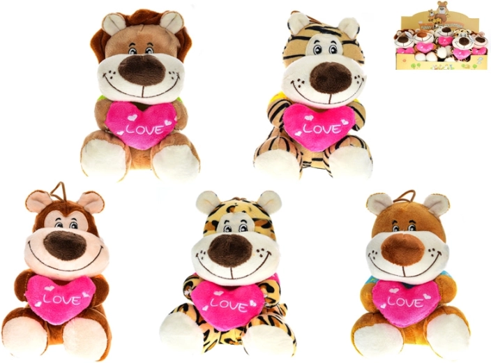 Peluche d’animaux safari avec petit cœur Love 15 cm