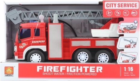 Camion de pompiers à piles avec lumières, sons et projection d’eau