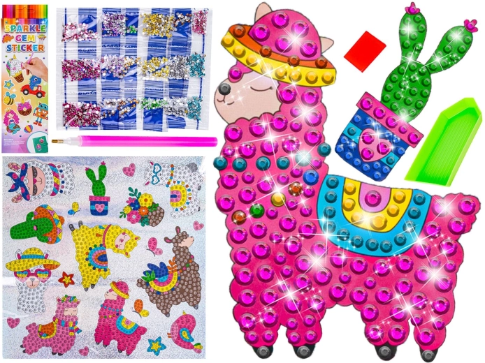 Mosaïque diamant – autocollants alpaga et lama (20 pièces dans le set)