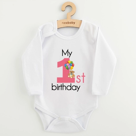Body bébé à imprimé New Baby My First Birthday rose, taille 86 (12–18 mois)