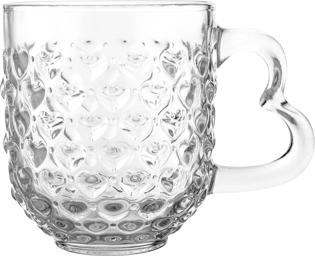 Altom Design tasse en verre avec décor de cœurs en relief 310 ml