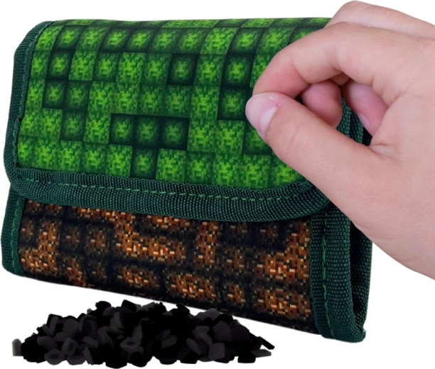 Portefeuille vert Pixie Crew Mine & craft avec pixels