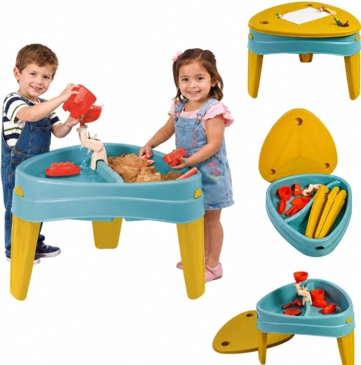 Table multifonctionnelle Febr pour l’eau et le sable, 3 en 1, avec couvercle